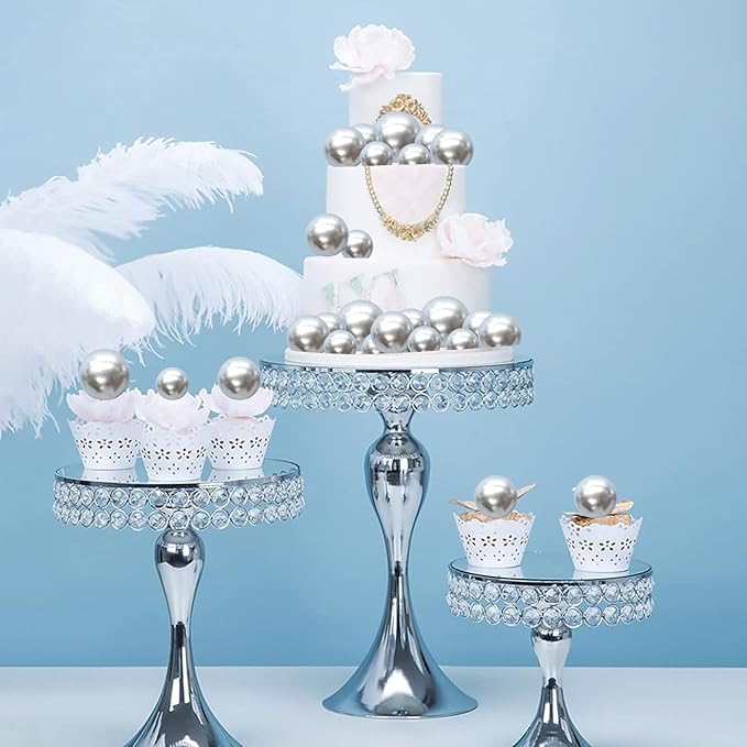 Gyufise 30Pcs Mini Balloon Cake Topper Foam Ball Cake Picks Cupcake Faux Pearl Balls DIY Cake Insert Topper Decoration for Anniversary Graduation Birthday Party Baby Shower Silver