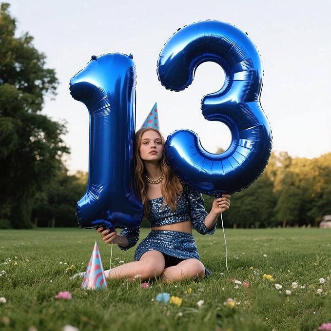 40 Inch Number Blue 3 Balloon,Large Dark Blue Foil Number Balloons 3rd 13 23 30 for Boys Girls,Digit Three Balloons Birthday Anniversary Events Party Decorations Supplies