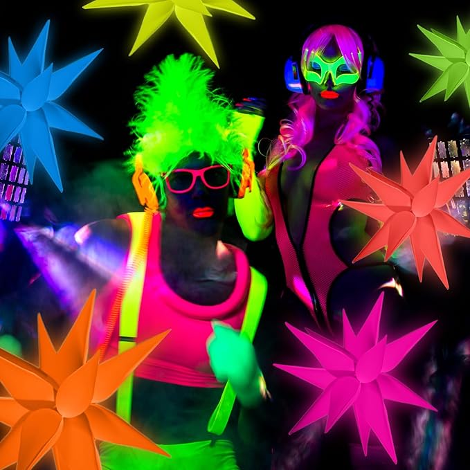 12 Pcs 22 Inches Explosion Glow in The Dark Neon Balloon Glow Party Supplies Foil Fluorescent Balloon 90 80s Hip Hop for Christmas Happy New Year Birthday Wedding Anniversary Backdrop Decor