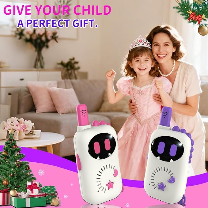 Set of 2 Robot-Themed walkie-talkies for Children, Cartoon mini Design walkie-talkies, Suitable Toys for Boys and Girls for Outdoor Adventures, Camping and Hiking, Christmas or Birthday Gift