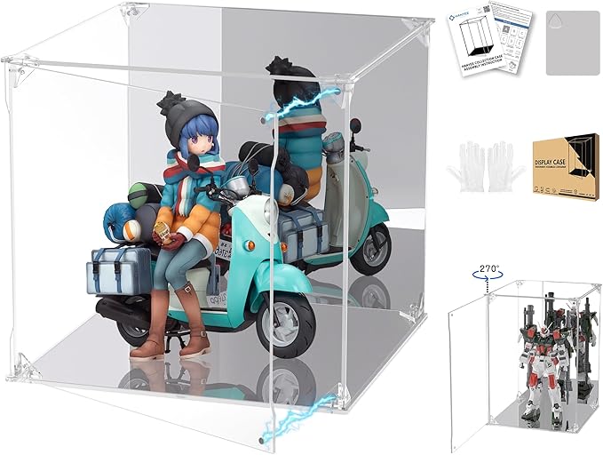 Clear Acrylic Display Case with Mirrored Back and Base, UV Protected Acrylic Box with Magnetic Door, Dustproof Display Box Showcase for Collectibles, Figures, Models, Toys (10x10x10inch)