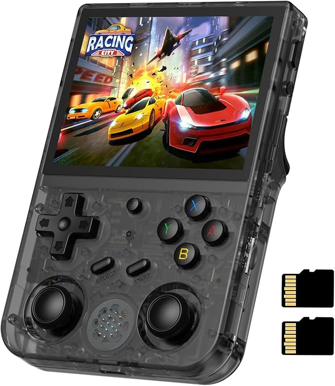 RG353VS Retro Handheld Game Console with Linux System RK3566 Chips 3.5 Inch IPS Screen with 64G TF Card 4452 Games Support 5G WiFi 4.2 Bluetooth(RG353VS-Transparent Black)