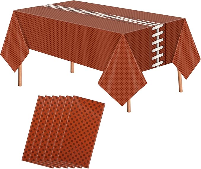 Oudain 6 Pcs Football Party Tablecloth 108 x 54 Inches Rectangle Rugby Table Cloth Disposable Plastic Sport Themed Table Covers for Football Rugby Day Birthday Party Supplies Favors