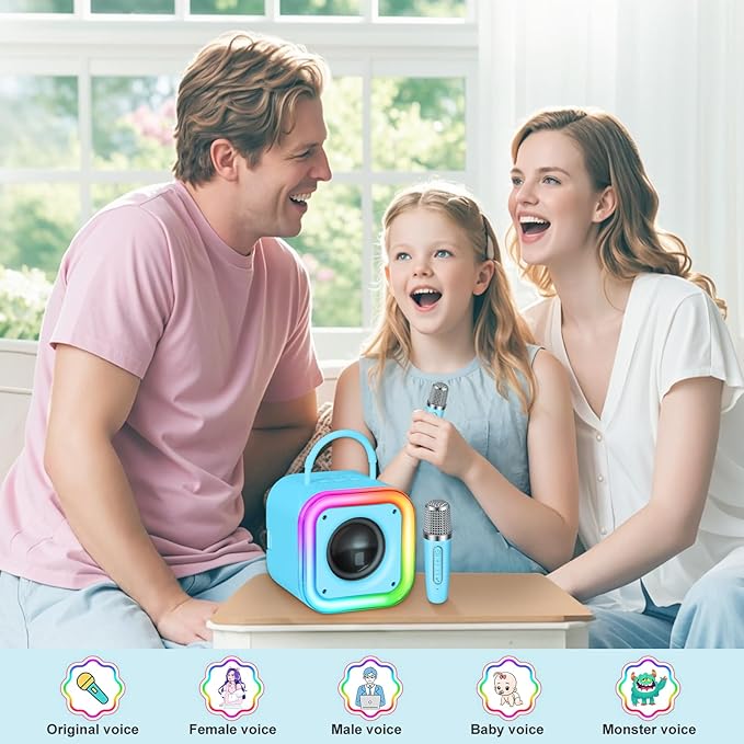 Mini Karaoke Machine for Kids, Girl Toys Gifts, Kids Karaoke Wireless Microphone for 4,5,6,7,8,9,10,11,12 Years Old Boys and Girls Christmas Party Gifts Toys (Blue)