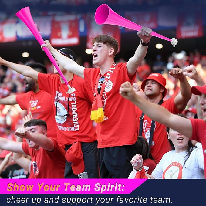 Collapsible Stadium Horn 24 Inch Vuvuzela Plastic Trumpet Blow Horns Noisemakers Loud Sound Soccer Cheer Horn for Sporting Events Graduation Games School Party Supplies Favors Accessories