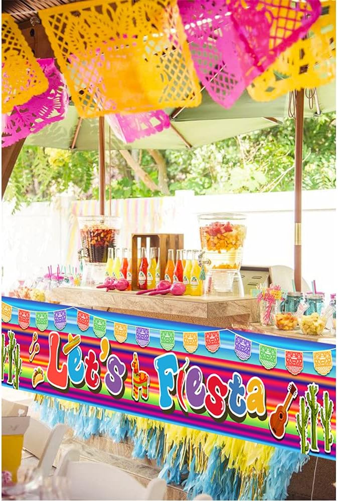 Large Fiesta Banner, Mexican Fiesta Party Supplies Decoration, Cinco De Mayo Party Supplies, Baby Shower Party Banner (Multicolor)