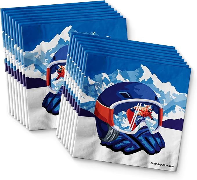 Snowboarding Birthday Party Supplies Set Plates Napkins Cups Tableware Kit for 16