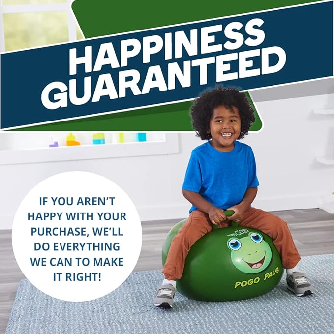 Flybar Hopper Ball for Kids, Inflatable Bouncy Ride-On Ball w/ Handle for Indoor & Outdoor Active Play, Includes Pump, Jump Ball Toy for Boys & Girls, Supports Up to 165 lbs, Ages 3+, 18-Inch, Small