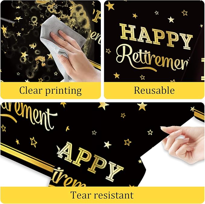 Egami 2pcs Retirement Tablecloth for Bladies and Gentlemen Retirement Party Supplies Decorations 108 inches x 54 inches for Retirement Party Supplies