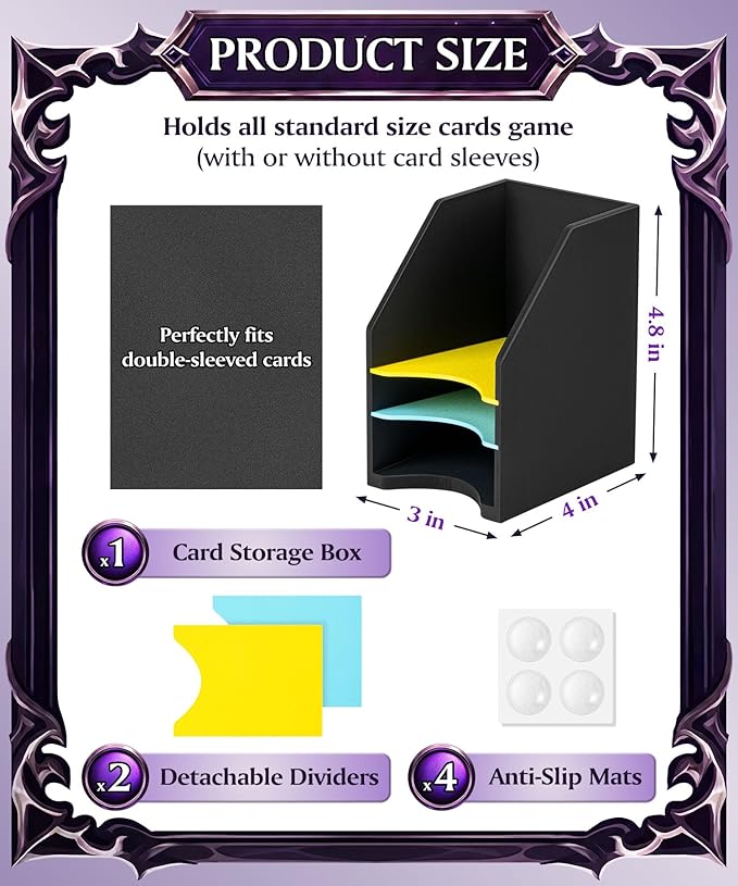Commander Deck Holder for MTG - 100+ Double Sleeved Card Tray with 3 Dividers, Sturdy Playing Card Holder & Organizer for Magic The Gathering TCG Board Game Accessories