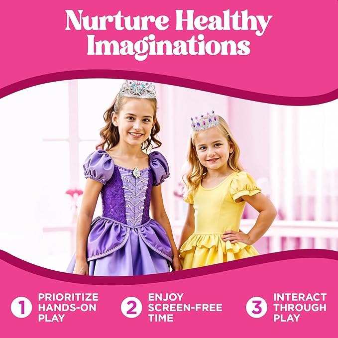 Liberty Imports 50 PCS Princess Jewelry Dress Up Accessories, Pretend Play Set Jewelry Party Favors for Girls Cosplay Party Favors with Crown Wand Ring Earring Necklace