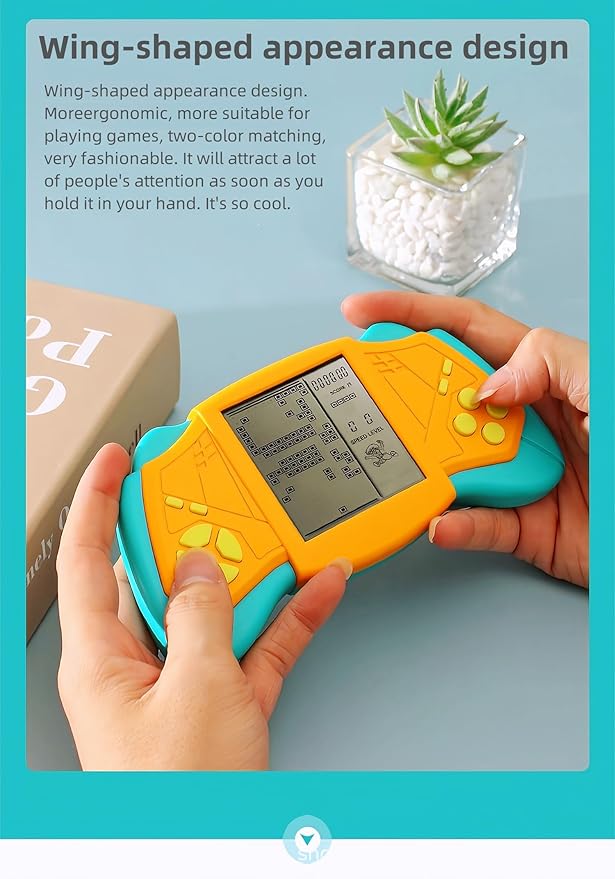 CZT Creative Brick Game Console Cool Wing Appearance Build in 2574 in 1 Block Games Handheld Machine Retro Portable Electronic Puzzle Toys Children/Students (Blue)