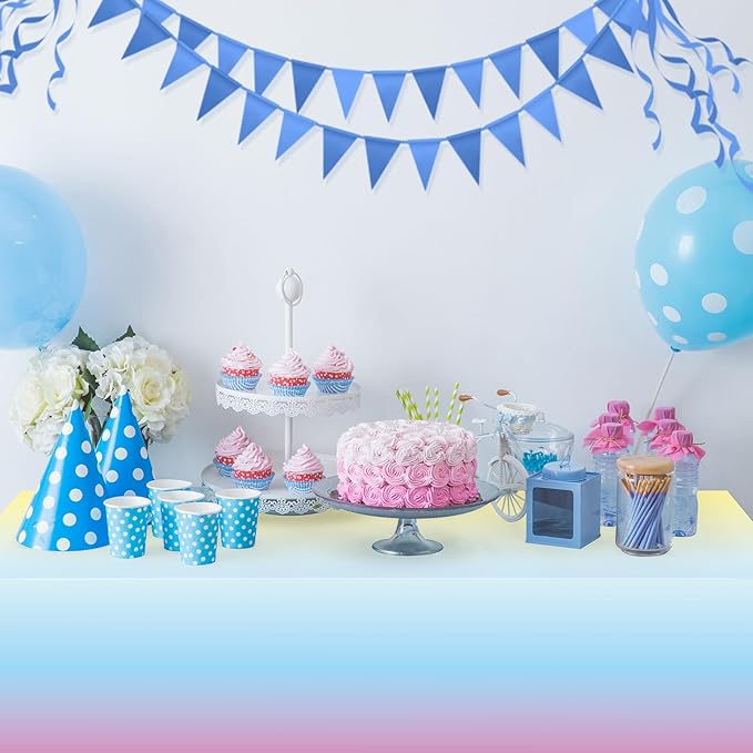 6 Pack Pastel Rainbow Plastic Tablecloth Party Decorations, Pastel Disposable Table Covers for Rectangle Tables, Rainbow Table Cloth for Birthday Baby Shower Wedding Party Supplies, 54x108Inch