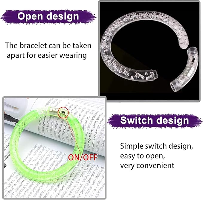 AMENON 24 Pack Glow In The Dark LED Bracelets Party Favors for Kids Party Supplies Flashing Light Up Bracelet Glow Sticks Party Toys Neon Accessory Concert Birthday Party Games Easter Basket Gifts