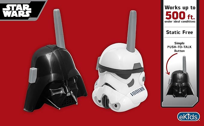 eKids Walkie Talkies for Kids, Static Free and Extended Range, Indoor and Outdoor Toys (Star Wars)