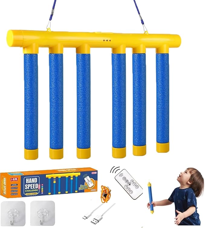 ZERO ZONE Reflex Drop Sticks Challenge Game, Hand Eye Coordination Training Toy, Upgrade Remote Control 3 Adjustable Speed