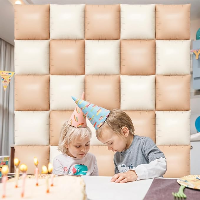 Cream White Beige Square Foil Balloon Wall,25Pcs Sand White Double Sided Foil Balloons Backdrop Helium Polyester Tunnel Arch Garland Kit for Birthday Bridal Anniversary Baby Shower Party Decorations