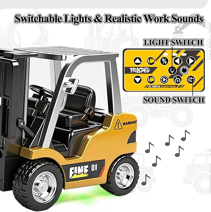 1/64 Scale RC Forklift Crane, 2.4GHz Metal RC Truck, 2-in-1 Construction Vehicle with Hook & Metal Forks, Dual Speed, APP Control, Construction Vehicle Hobby Toy for Adults and Kids