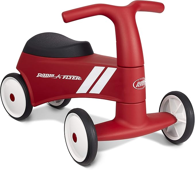 Radio Flyer Scoot About Sport Ride On, Ages 1-3, Stable Wide Front Wheels, Front Steering, Clear Kick Path, Under Seat Storage, Easy-Glide Wheels, Toddler Ride On, Amazon Exclusive