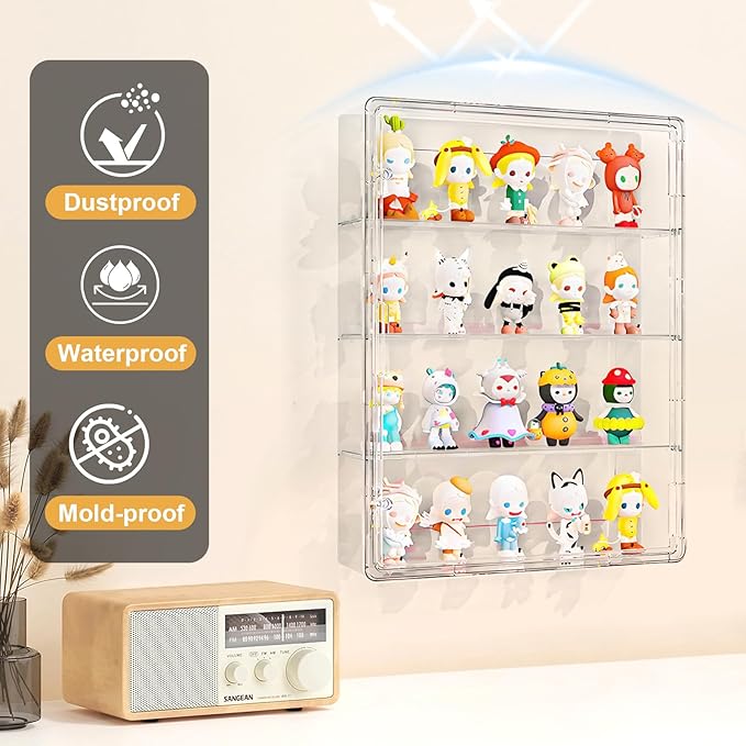 Wall-Mounted Clear Display Case for Figures, Acrylic Storage Organizers Box with Magnetic Door, Wall Dustproof Showcase for Collectibles Action Figure(1, Extra Large)
