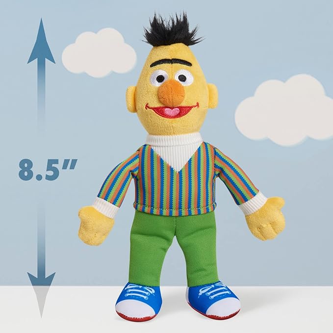 Sesame Street Friends Bert and Ernie 8-inch 2-piece Sustainable Plush Stuffed Animals Set, Kids Toys for Ages 18 Month by Just Play