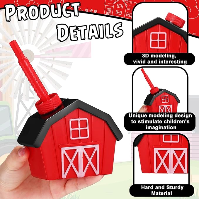 Tanlade 12 Pcs Farmhouse Cups with Lids and Straws, 10 oz Toy Farmhouse Cups for Farm Birthday Party, Barnyard Animals Party, Baby Shower Farm Animals Themed Party Decorations Supplies Favor (Red)