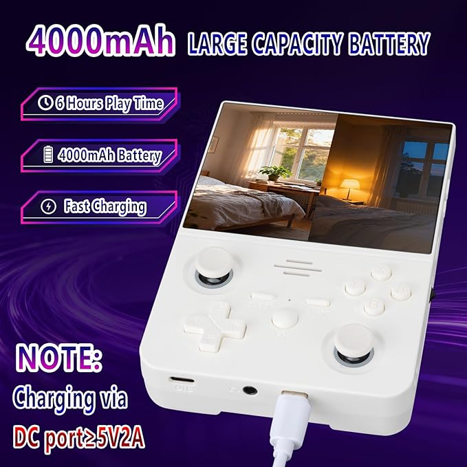 2026 NEW Upgrade RF45V Retro Handheld Game Console - 4.5 Inch Ultra-Large Screen,Support 18000+Classic Games,64G TF Card,4000mAh Battery,Linux System,Birthday Gift for Adult or Friends-White