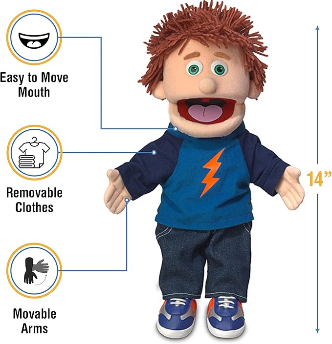 14" Tommy, Peach Boy, Hand Puppet, by Silly Puppets