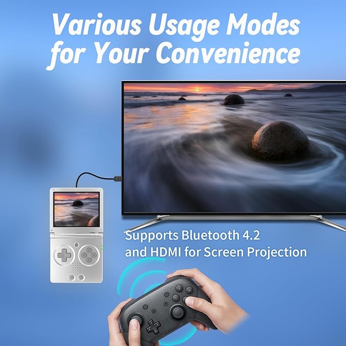 Anbernic RG35XXSP Flip Retro Handheld Game Console ,3.5 Inch IPS Screen Linux System Built-in 64G TF Card 5532 Games Support 5G WiFi Bluetooth TV Output(Silver-new)