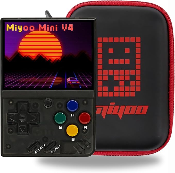 Miyoo Mini V4 Handheld Game Console 2.8-inch 750*560 IPS Screen 2000mAh Miyoo-mini v4 with Portable Case Transparent Black