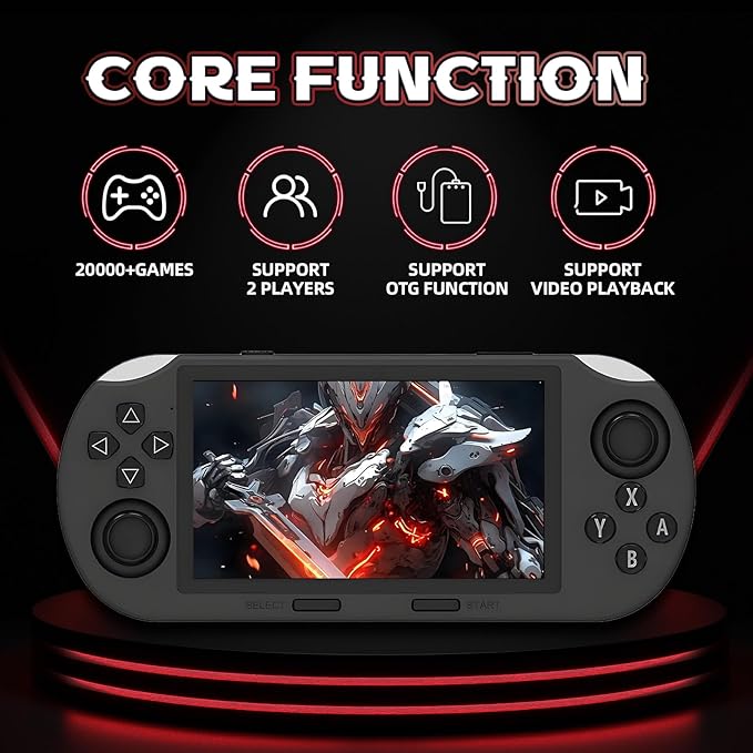 SF3000 Retro Handheld Game Console,20000+ Games,Retro Gaming Console,E-Book/Music/Video Playback/Emergency Charging of Phone,14 Emulators,4.5-Inch IPS Screen,Dual Core Processor (Black)