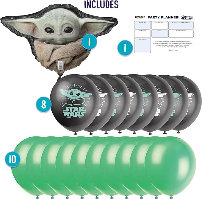 Baby Yoda Themed Happy Birthday Party Balloons Kit, Latex & Foil Balloons with The Child , 19 Balloon set, Perfect for Birthday days, garland, favors & Mandalorian Decorations or Star Wars Supplies