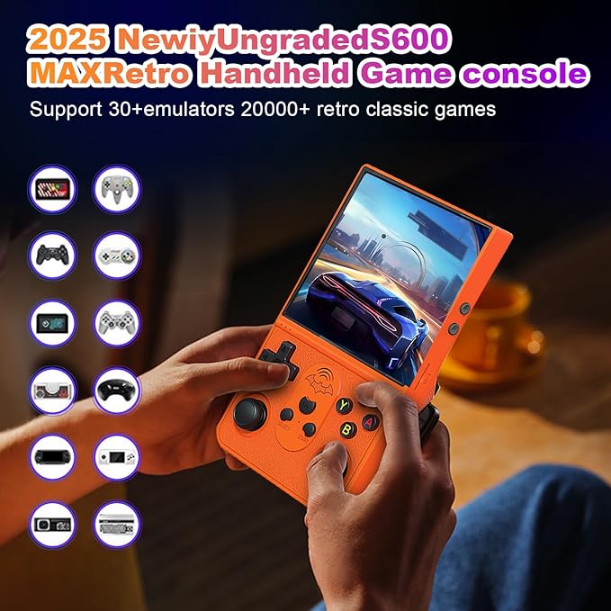 S600 Retro Gaming Console, Retro Handheld Console 4.0'' Screen Linux System, 64G TF Card, Support 30+ Simulators, 3500mAh Rechargeable Portable Pocket Arcade