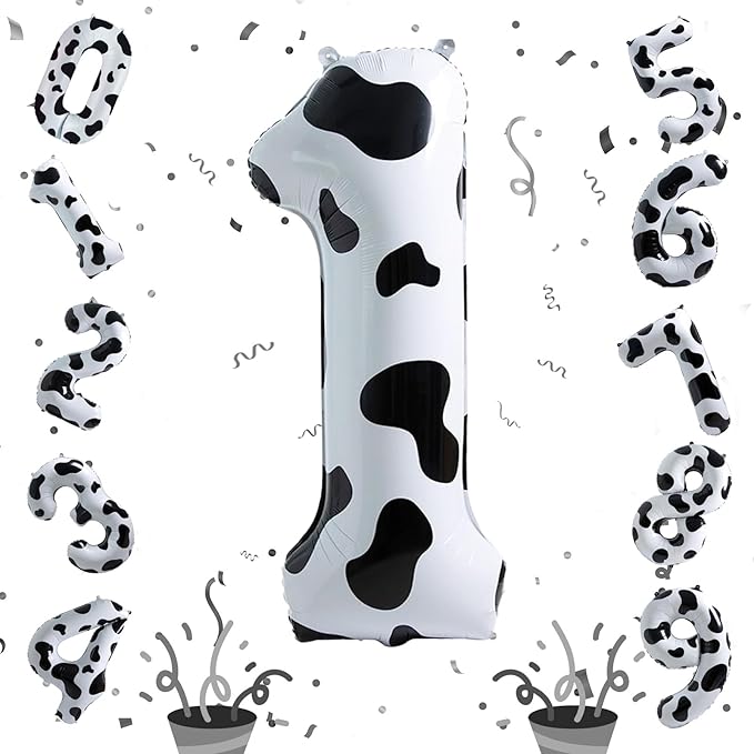 Cow Print Number 1 Balloon, 40 Inch, Self Sealing, Aluminum, Unisex, Birthday Decoration Supplies