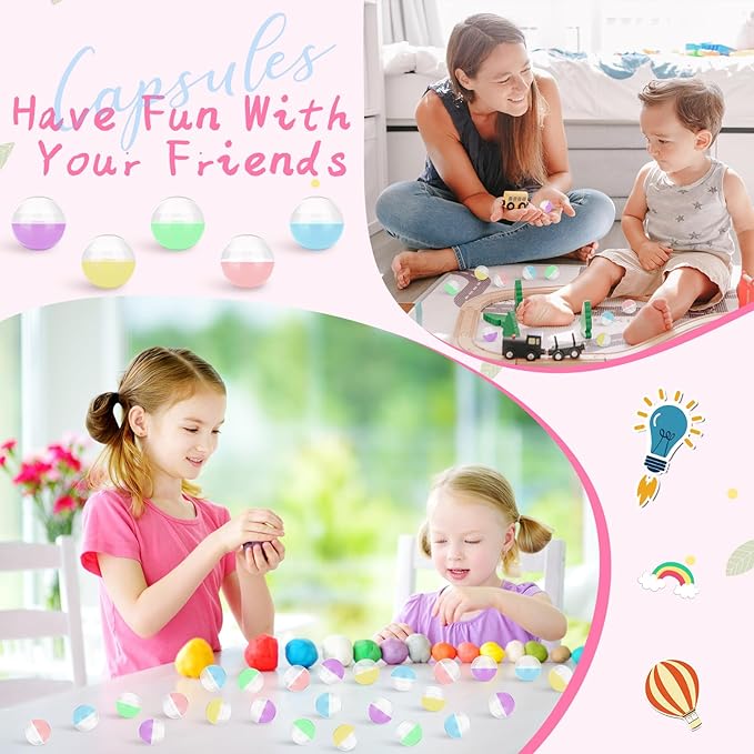 Honoson 500 Pcs Vending Machine Capsules 1.1" Gumball Machine Capsule Small Empty Toy Capsules Clear Colored Plastic Gumball Machine Containers for Toy Candy Party Favors(Macaron Colors,Round)