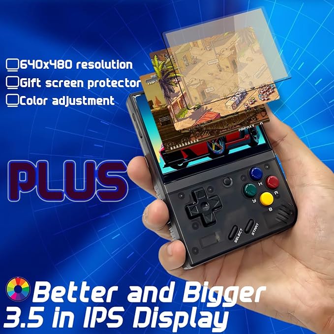 Miyoo Mini Plus OnionOS Handheld Game Console 3.5-inch 640*480 Screen 3000mAh Miyoo-mini+ with Portable Case Transparent Black