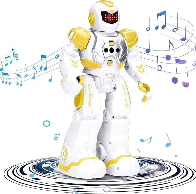 KingsDragon Robots Toy for Kids, RC Gesture Sensing Toy, Interactive Walking Singing Dancing Robot Birthday Presents for Boys Girls Age 6 7 8 9 Years Old,Yellow