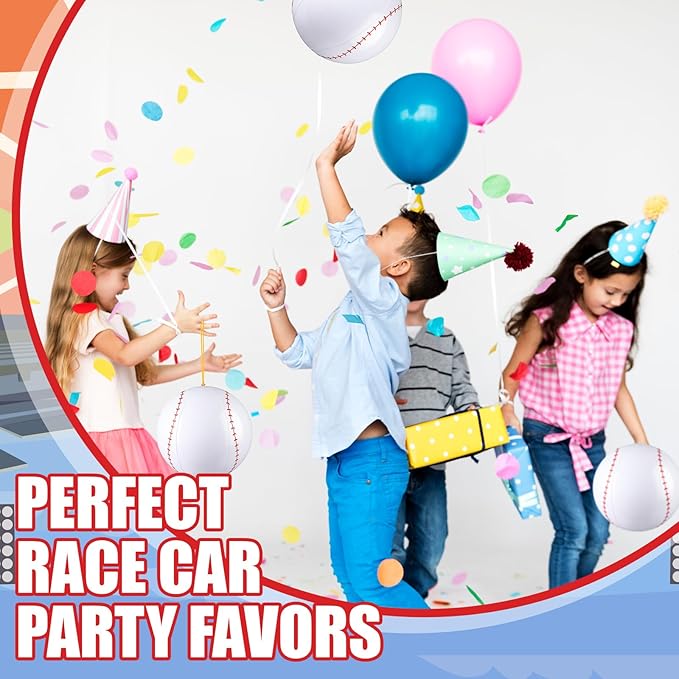 12 Pcs Baseball Party Favors Punching Balloons for Kids PVC Inflatable Punch Balloon Bouncy Balls with Rubber Band Handle Goodie Bags Stuffers for Baseball Birthday Supplies Pool Decoration