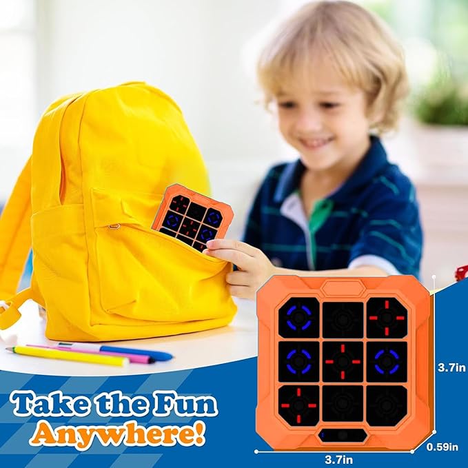 ASHATA 6 in 1 Electronic Toe Game, Handheld Toe Bolt Game with ilent Mode Memory Brain Gaming, 200mah Rechargeable, for 6-12 Years Old Kids Adult (Orange)