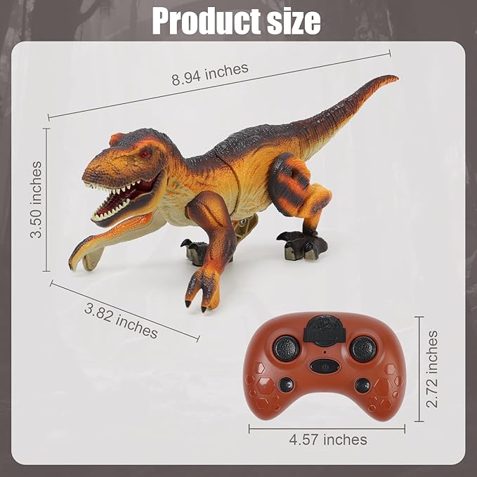 Remote Control Robot Dinosaur Kids Toys Idea for Boys 5-7, 8-10, 8-12 to Play on The Desktop - Cute Small Realistic RC Walking Dinosaurs with Sounds and Lights