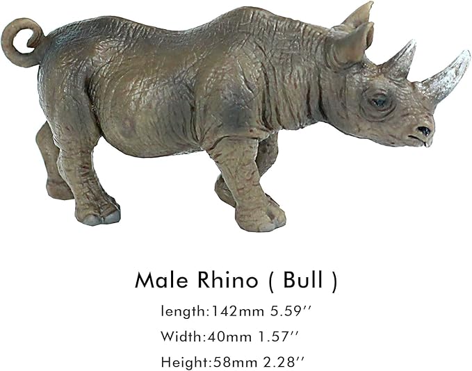 FUNSHOWCASE African Jungle Wild Animals Toy Rhinoceros Rhinos Figure Realistic Plastic Figurine Gifts for Kids, Cake Topper, Playset Lot 3-Piece