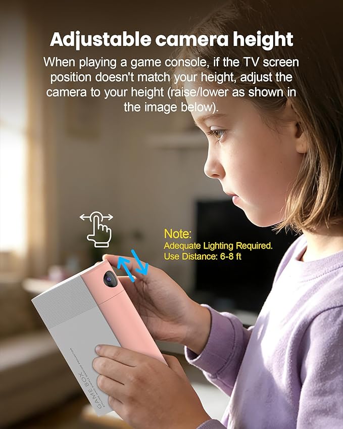 AR Motion Game Console for Kids: Plug and Play TV Video Game System for Indoor Physical Play Interactive Family Fun Game Nights Parties Playtime - Great Gift for Boys Girls (Pink&White)
