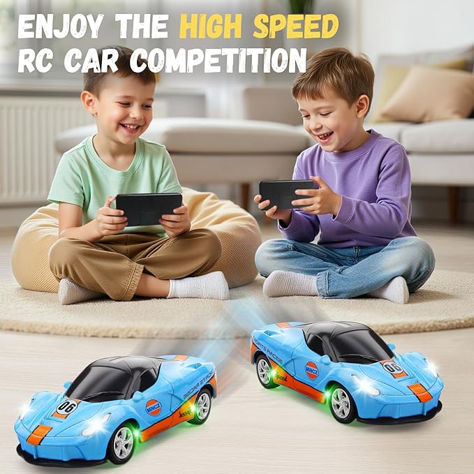 SASBSC 1/64 Mini Rc Car Toys for Boys Age 4-7 8-12, 2.4GHz Small App & Remote Control Cars with 3 Speed Modes for Kids Adults Rechargeable Desktop Toy Race Sports Car Gifts for Birthday (Blue)