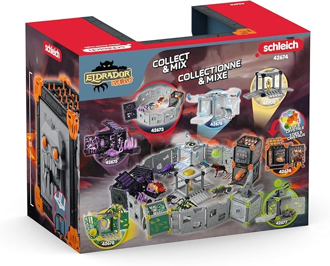 Schleich Eldrador Creatures - 27 PC Lava Battle Cave with Dog Toy Playset - Hell Hound Figurine Set for Boys and Girls with Expandable Fortress - Interactive, Imaginative Play for Kids Ages 7+ | 42674