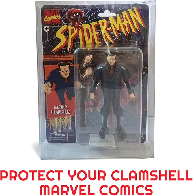 EVORETRO Action Figure Display Case for Marvel Comics 6 inches Toy Figures with Clamshell Packaging - 10-Pack 0.40 mm Thick, Clear, Scratch Resistant, Stackable, Custom Fit PET Plastic Protective Case