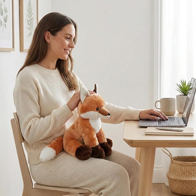Cute Red Fox Stuffed Animal Plush Toy with Big Soft Tail for Kids Boys Girls Birthday Bedtime Gift, 13 inches