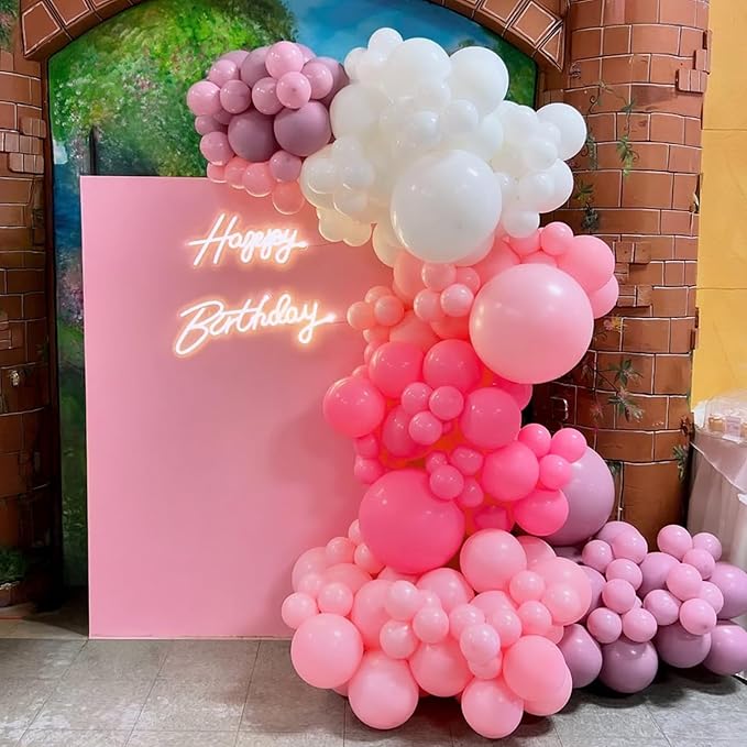 Pink and White Balloons, Pack of 60PCS Dusty Light Pastel Pink White Bow Balloon, Baby Pink Latex Balloon for Girls Women Kitty Birthday Wedding Bridal Baby Shower Cat Theme Party Decorations Supplies