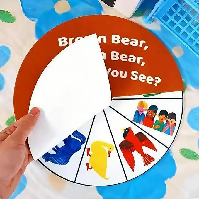Brown Bear Felt Story Wheel Toy – Montessori Preschool Learning Board for Kids, Interactive Storytelling & Animal Recognition Toy for Early Education, Parent-Child Activities & Classroom Circle Time