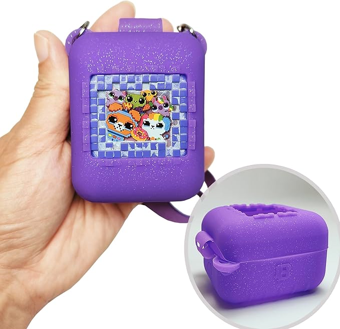 Silicone Case for Bitzee Interactive Toy Digital Pet Case, Protective Skin Cover for Bitzee Virtual Electronic Pets Lanyard Accessories (Purple)