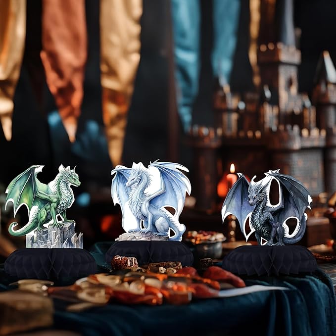12 Pack Dragon Table Decorations - Dragon Party Decorations for Kids' Birthday and Themed Events - Dragon Table Toppers